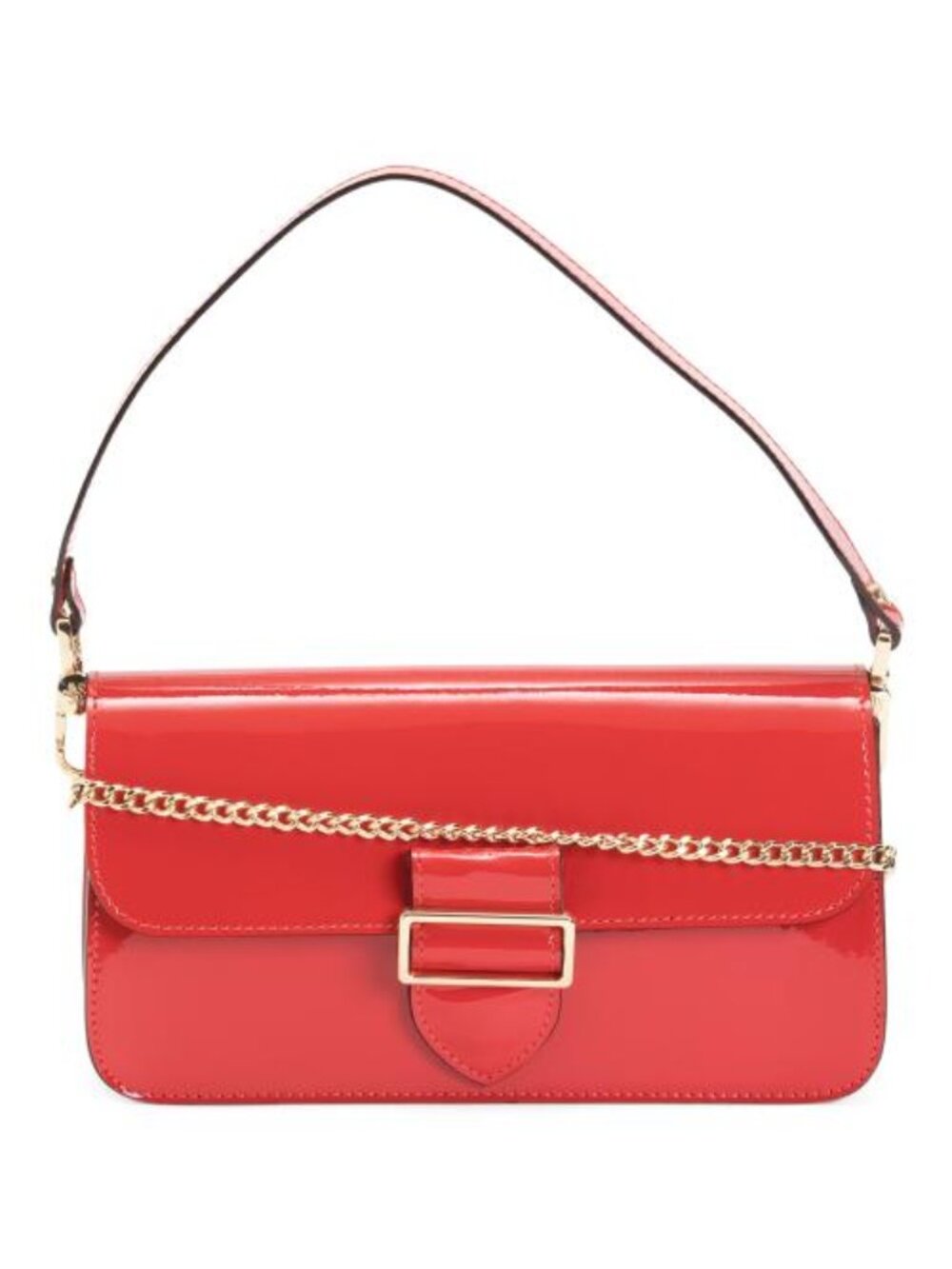 PRATESI Made In Italy Patent Leather Flap Buckle Shoulder Bag